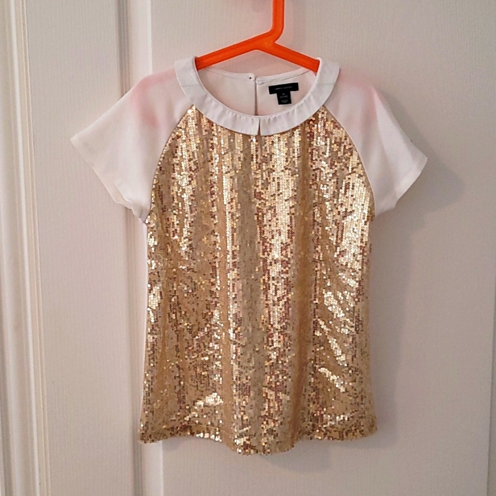 Tommy Hilfiger Girls Gold Sequins Top